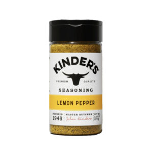 Kinder’s Lemon Pepper Seasoning bottle displayed upright