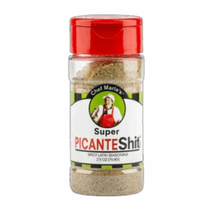 Picante Shit Spicy Latin Seasoning bottle with bold Latin-style design
