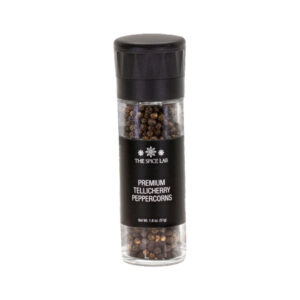 Premium Tellicherry peppercorns whole black pepper in container