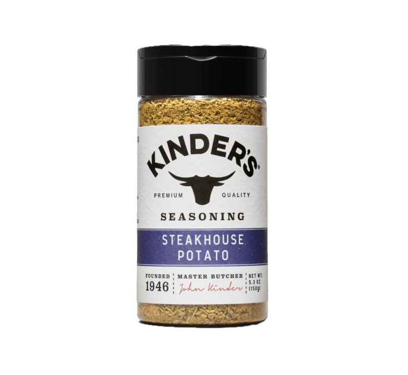 Kinder’s Steakhouse Potato Seasoning bottle displayed upright