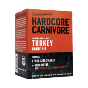 Box of Hardcore Carnivore Fried Turkey Kit with seasoning and brine packets
