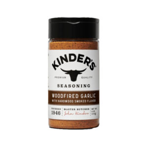 Bottle of Kinder’s Woodfired Garlic Seasoning