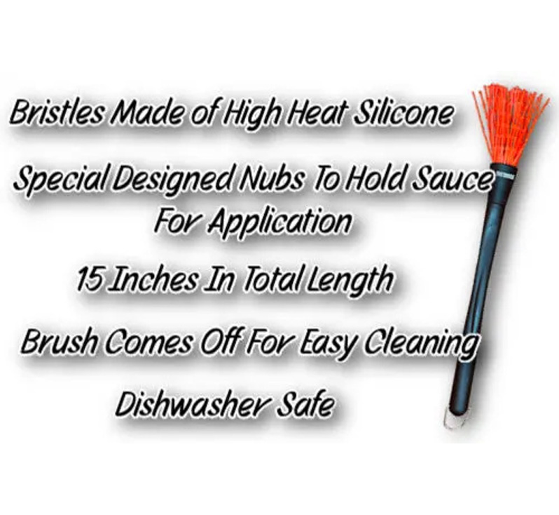 BBQ Mop Brush details including silicone bristles and length
