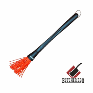 Isolated product view of BBQ Mop Brush with red silicone bristles