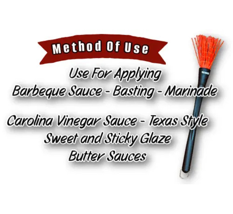 Instructions showing different uses for BBQ Mop Brush