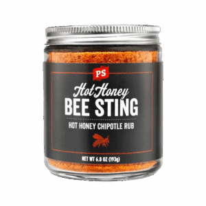 Bee Sting Hot Honey Chipotle BBQ Rub jar on white background