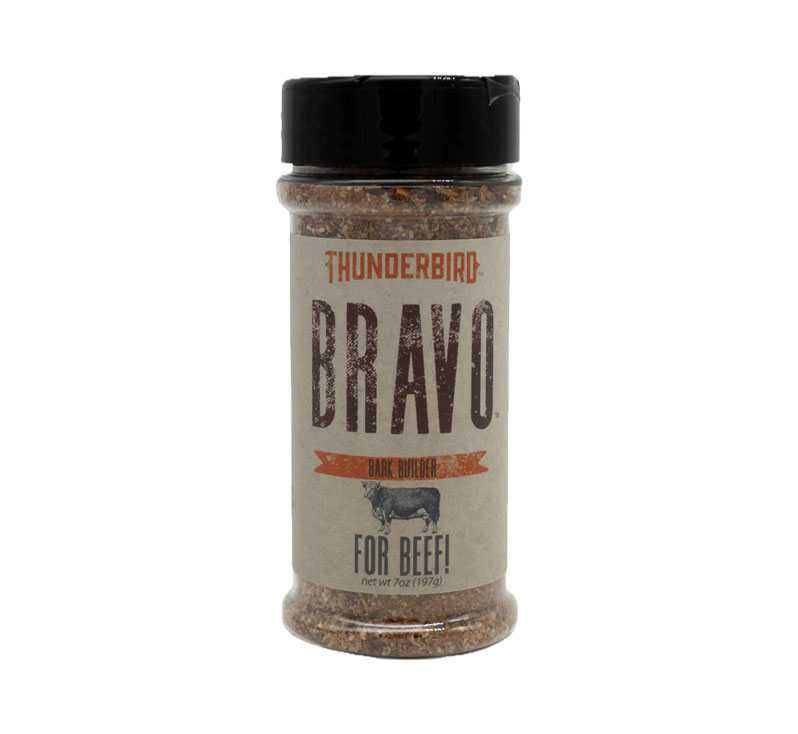 Lane’s BBQ Thunderbird Bravo Southwest BBQ rub bottle