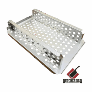 Brisket Basket Butcher BBQ stainless brisket rack on white background