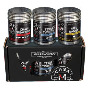 Casa M Spice Co Holiday Gifting Pack with three stainless steel spice shakers