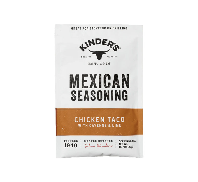 Bottle of Kinder’s Chicken Taco Mexican Seasoning