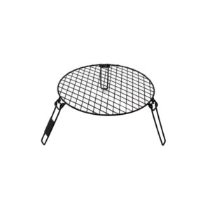 Circular grill grate with folding legs