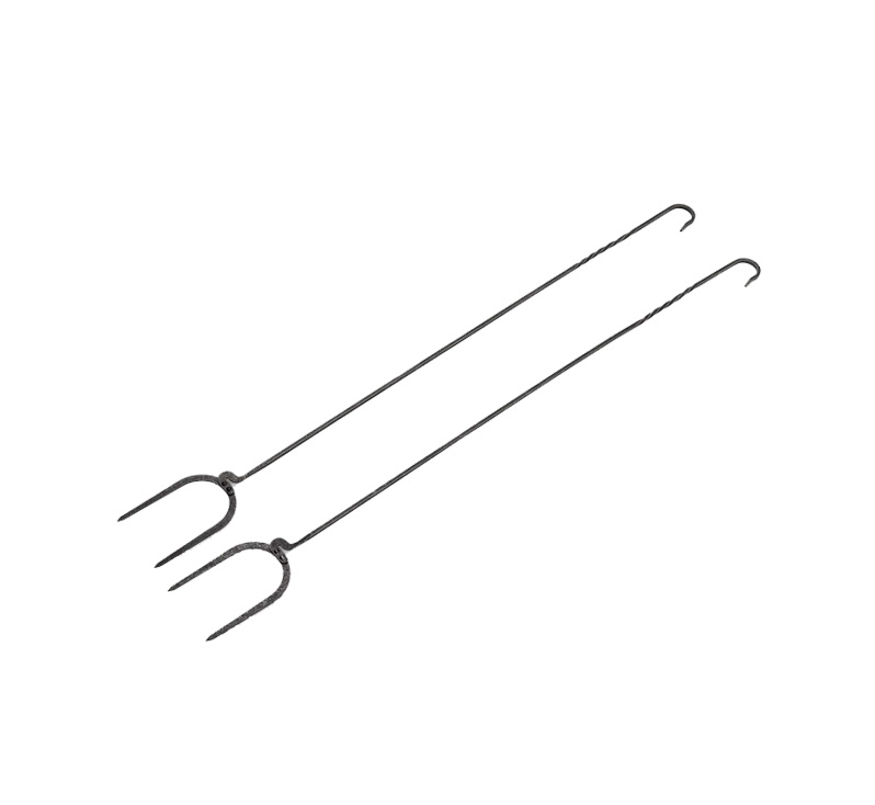 Hand-forged Cowboy Grill Roasting Sticks laid side by side