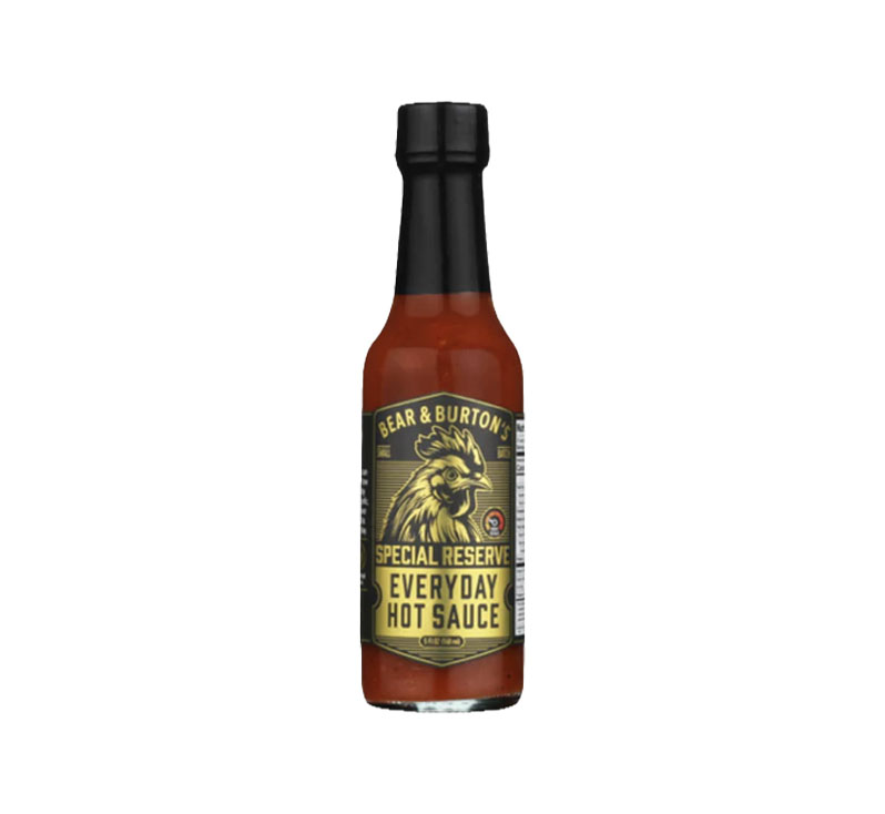 Bottle of Bear & Burton’s Everyday Hot Sauce with clean, bold label