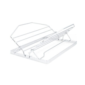 Chrome adjustable roasting rack on white background