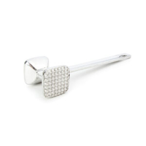 Aluminum dual-sided meat tenderizer with textured and flat striking heads
