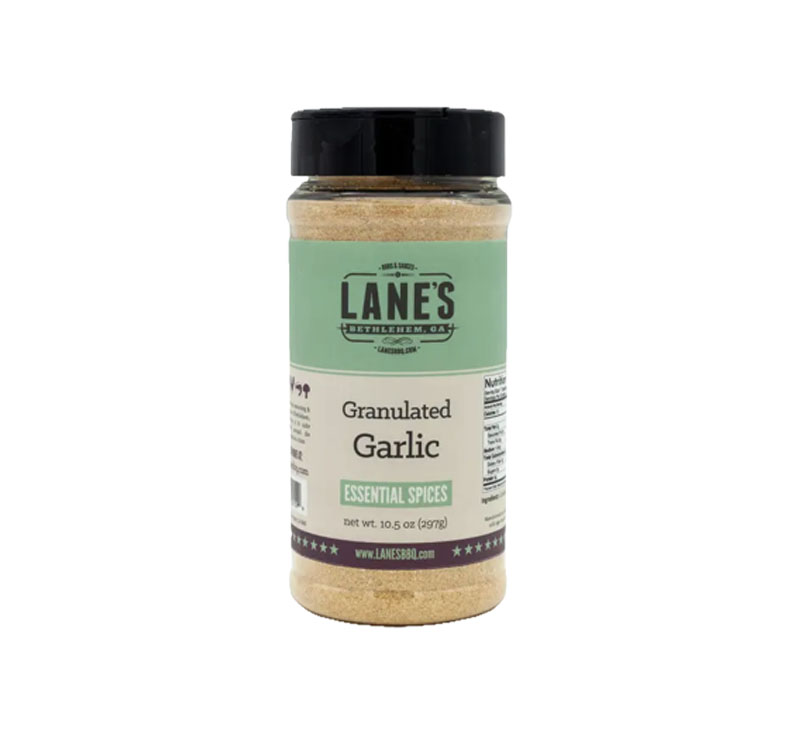 Lane’s BBQ granulated garlic seasoning container