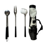 Stainless steel golf club grill tool set with carry bag