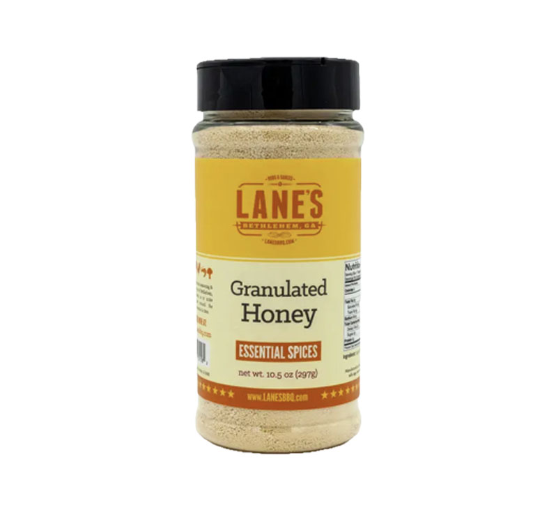 Lane’s BBQ granulated honey seasoning container