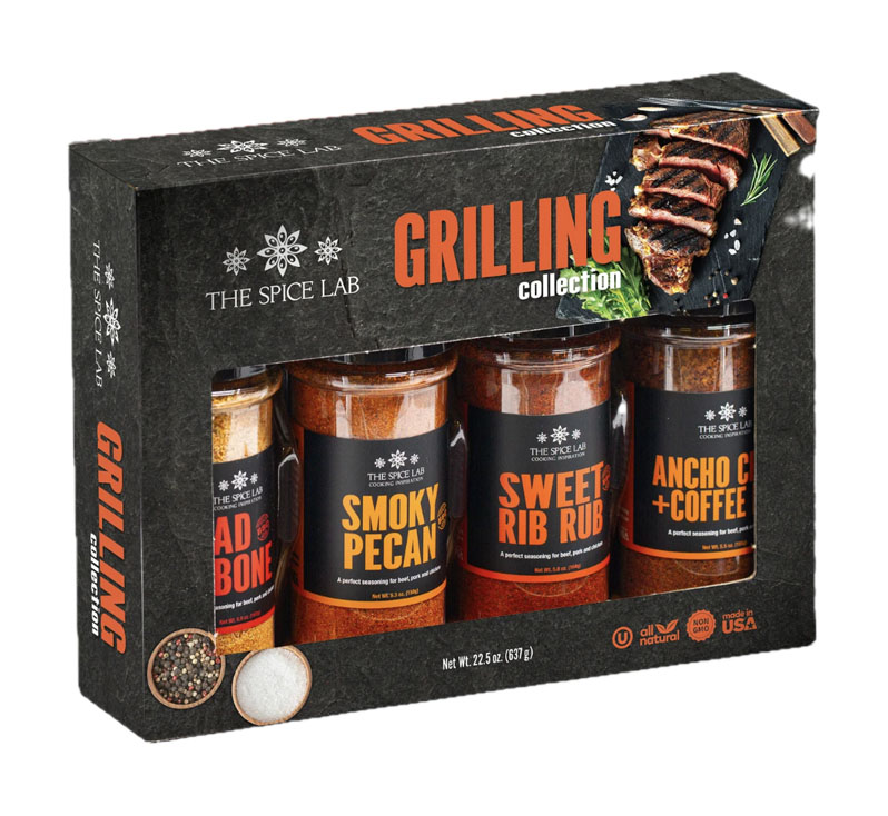 Grilling seasoning collection gift set with multiple spice bottles