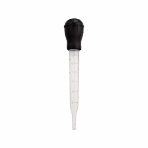 Heat resistant turkey baster with black bulb and clear measurement tube