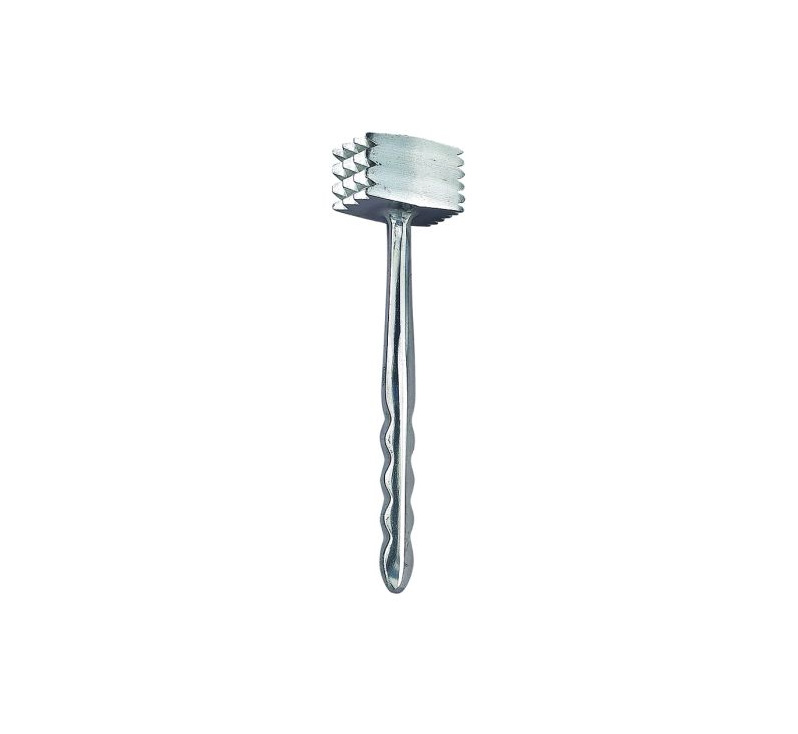 Heavyweight metal meat tenderizer with textured head