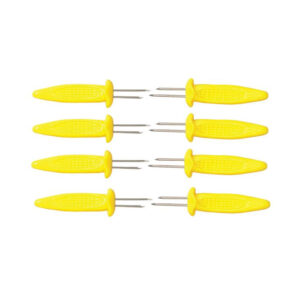 Set of eight HIC Kitchen corn skewers with yellow textured handles