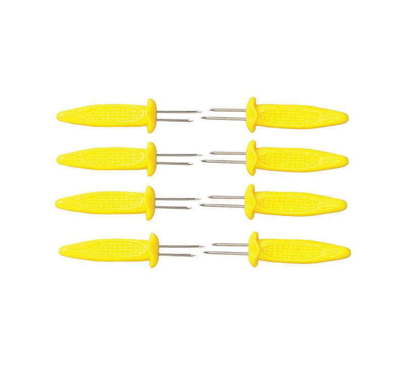 Set of eight HIC Kitchen corn skewers with yellow textured handles