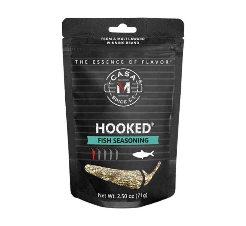 Hooked Fish Seasoning refill bag by Casa M Spice Co for seafood seasoning