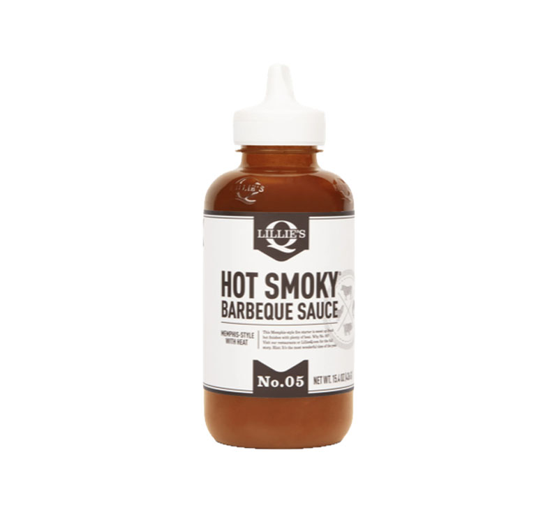 Lillie’s Q Hot Smoky Barbeque Sauce bottle