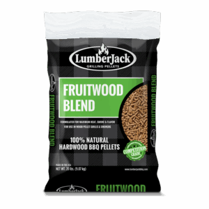 LumberJack Fruitwood Blend 20 lb hardwood BBQ pellets front packaging