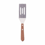 Mini offset brownie spatula with stainless steel blade and wooden handle
