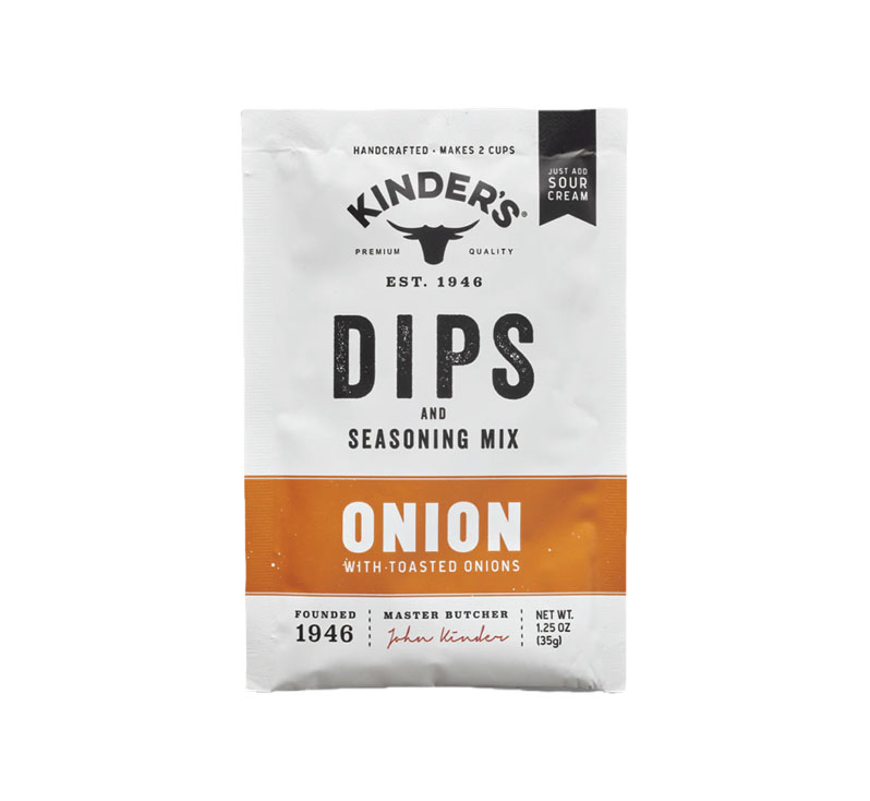 Container of Kinder’s Onion Dip seasoning mix