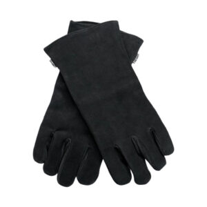 Black heat-resistant Open Fire Gloves displayed flat