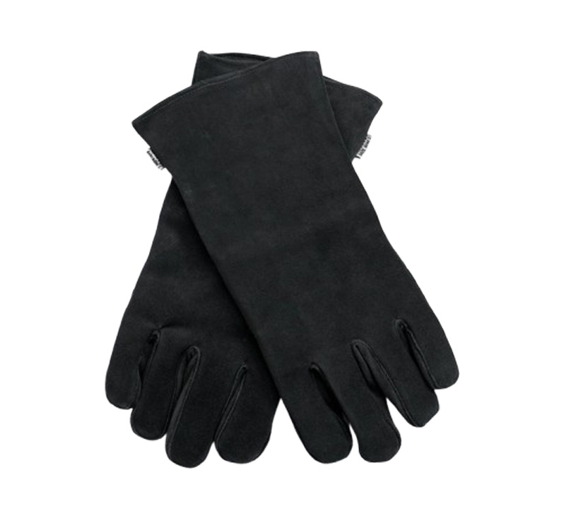 Black heat-resistant Open Fire Gloves displayed flat
