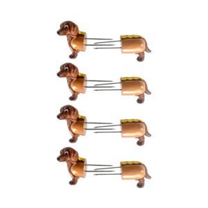 Set of eight dachshund corn holders with stainless pins