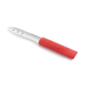 Stainless steel jalape corer with red handle