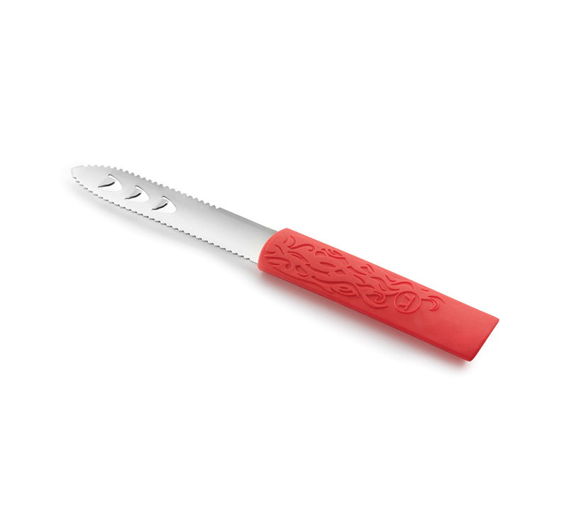 Stainless steel jalape corer with red handle