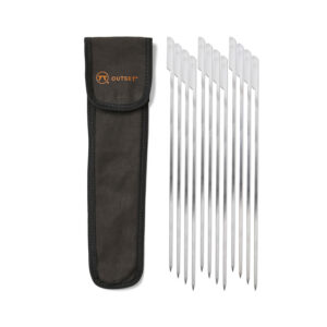Set of stainless steel skewers with black storage bag