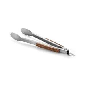 Stainless steel and wood 18-inch grilling tongs