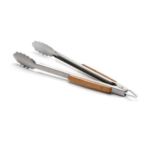 Outset Verde stainless steel locking grill tongs with bamboo handle