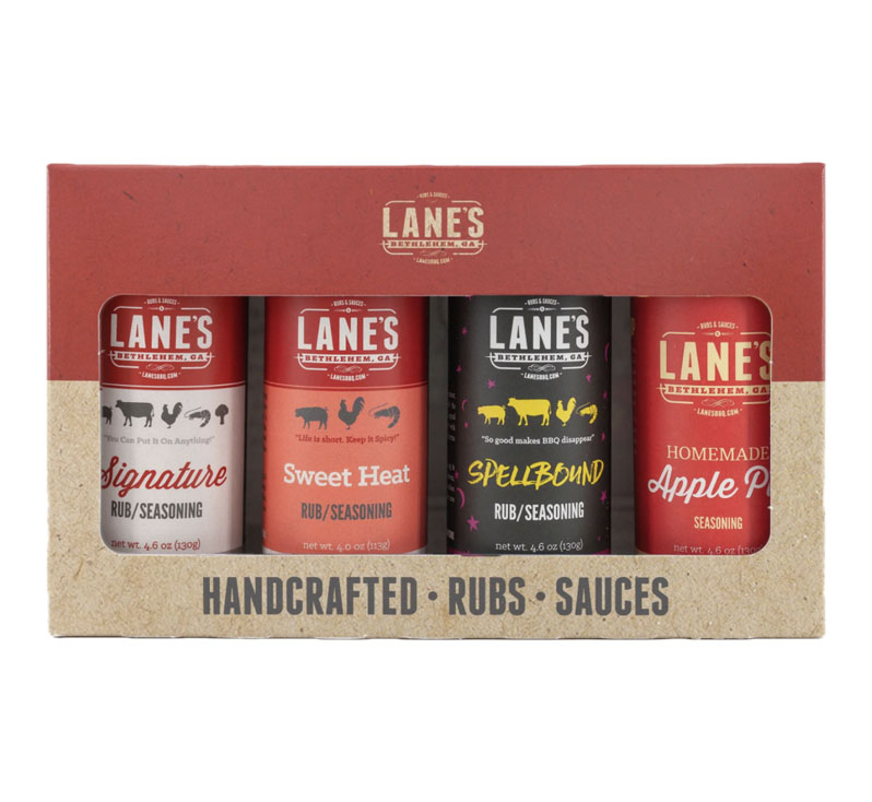 Lane’s BBQ Pork Power 4 pack pork rub seasoning bottles