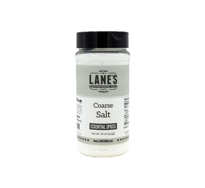 Lane’s BBQ pretzel salt coarse crystal seasoning container