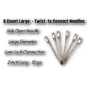 2" large diameter replacement injector needles with luer lock connection – 6 pack