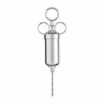 Stainless roasting marinade injector with metal barrel