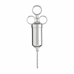 Stainless roasting marinade injector with metal barrel