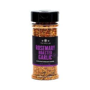 Rosemary roasted garlic seasoning bottle with herb and garlic blend