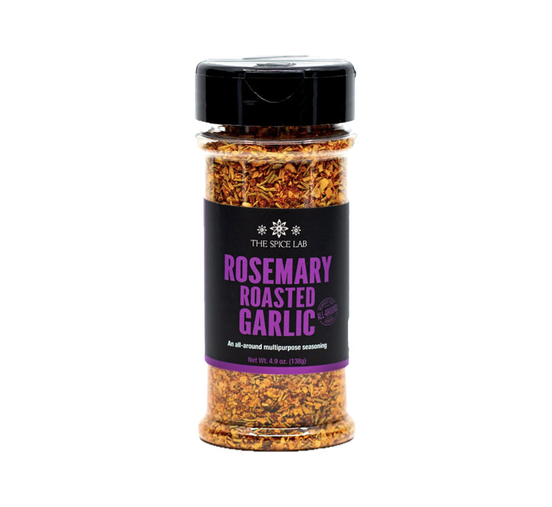 Rosemary roasted garlic seasoning bottle with herb and garlic blend