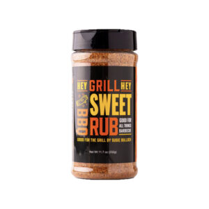 Bottle of Hey Grill Hey Sweet Rub with clean BBQ label