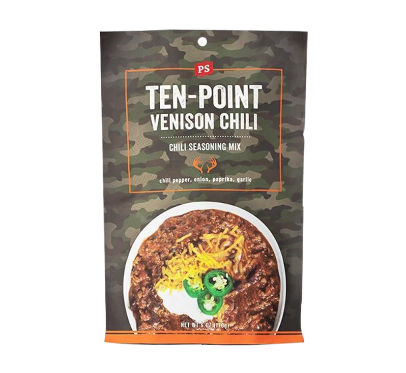 Ten-Point Venison Chili Mix seasoning packet front view