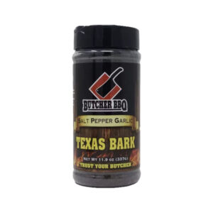 Bottle of Texas Bark SPG Rub-Seasoning with bold Texas BBQ label